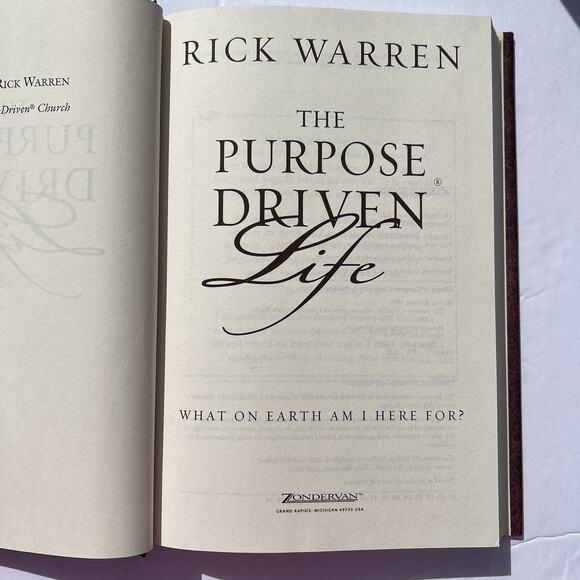 The Purpose Driven Life Hardcover Rick Warren 2002 What On Earth Are We Here For - Picture 3 of 10